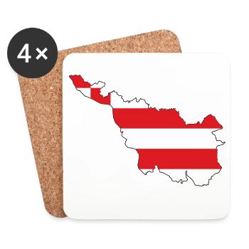 City of Bremen - Contour with bacon flag - Coasters (set of 4) - white - Front