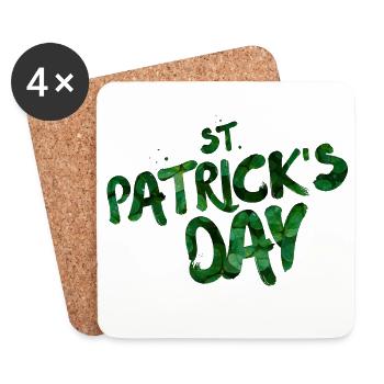 Grüne Blatt-Typo St Patrick's Day - Untersetzer (4er-Set) - Weiß - Vorne