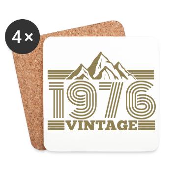 Vintage 50th Birthday Vintage 1976 Camping Mountains - Coasters (set of 4) - white - Front