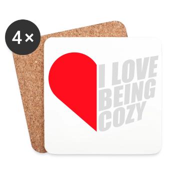 I Love Being Cozy Gemütlichkeit Zuhause Entspannt - Untersetzer (4er-Set) - Weiß - Vorne