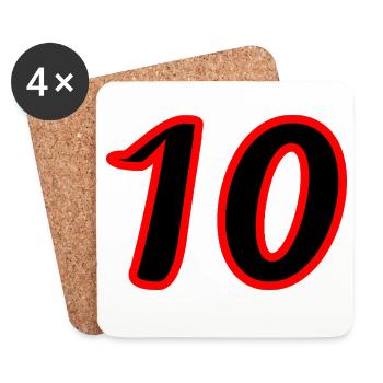10. 10 ANS. 10e ANNIVERSAIRE. ANNIVERSAIRE 10 ANS. - Dessous de verre (lot de 4) - blanc - Devant