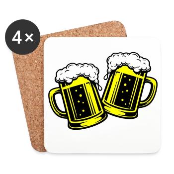 Toast de bière verre - Dessous de verre (lot de 4) - blanc - Devant