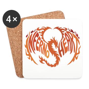 Conception de la flamme du cœur infernal - Dessous de verre (lot de 4) - blanc - Devant