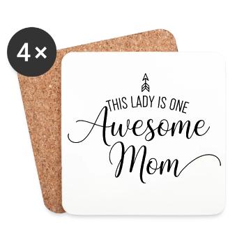 Cette dame est un super cadeau maman maman - Dessous de verre (lot de 4) - blanc - Devant