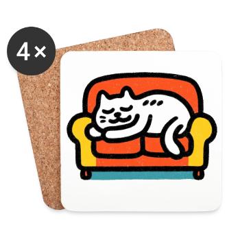 Chillekatze - Untersetzer (4er-Set) - Weiß - Vorne