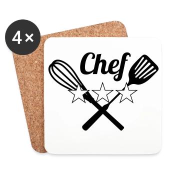 Chef - Kitchen - Cook - Coasters (set of 4) - white - Front