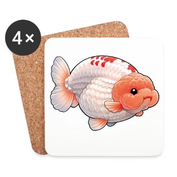 SUPER GROS RANCHU© AAA Orange blanc Ranchu Poisson rouge - Dessous de verre (lot de 4) - blanc - Devant