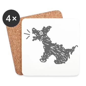 Lustiger bellender Hund  - Untersetzer (4er-Set) - Weiß - Vorne