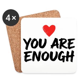 You Are Enough Selbstliebe Statement - Untersetzer (4er-Set) - Weiß - Vorne