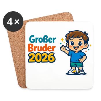 Großer Bruder 2026 Kinder Geschenk - Untersetzer (4er-Set) - Weiß - Vorne
