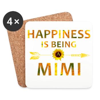 Happiness Is Being Mimi – Sunflower Floral Shirt - Coasters (set of 4) - white - Front
