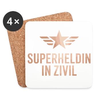 Super-héroïne en costume de super-héros civil - Dessous de verre (lot de 4) - blanc - Devant