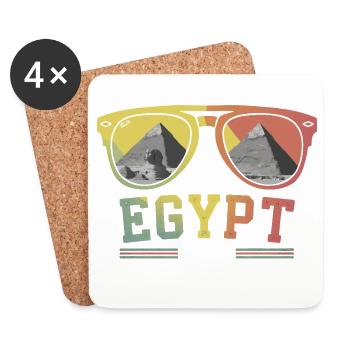 Vacances en Égypte 2026 Pyramides - Dessous de verre (lot de 4) - blanc - Devant