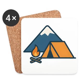 Mountain Camping Tent Campfire - Coasters (set of 4) - white - Front