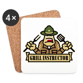 Grill Instructor (Grillen / BBQ / Barbecue / Outl) - Untersetzer (4er-Set) - Weiß - Vorne