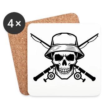 Angler Skull Coat of Arms Black - Coasters (set of 4) - white - Front