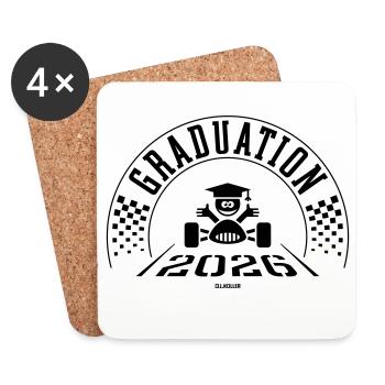 Graduation 2026 - School Is Out - Finish Line - B - Coasters (set of 4) - white - Front