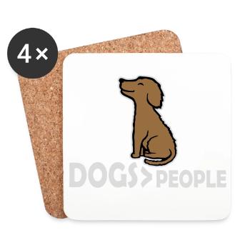 Dogs Over People Dog Funny Antisocial Saying - Coasters (set of 4) - white - Front