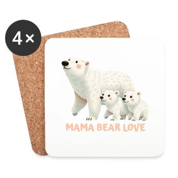 L’amour de Maman Ours pour la fête des mères - Dessous de verre (lot de 4) - blanc - Devant