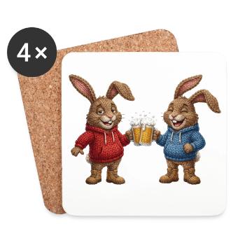 Osterhasen Bier Hasen Party Feiern Prost Ostern - Untersetzer (4er-Set) - Weiß - Vorne