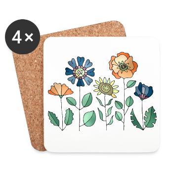 Fleur - Dessous de verre (lot de 4) - blanc - Devant