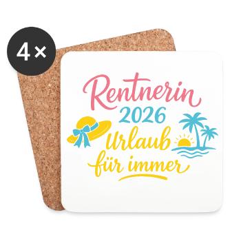 Rentnerin 2026 - Pension | Urlaub für immer - Untersetzer (4er-Set) - Weiß - Vorne