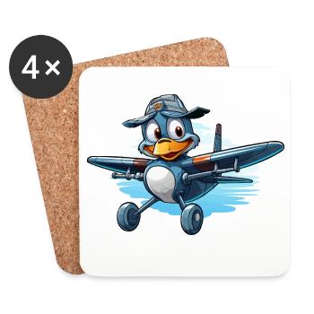 Pilote de pingouin dans un avion - Dessous de verre (lot de 4) - blanc - Devant