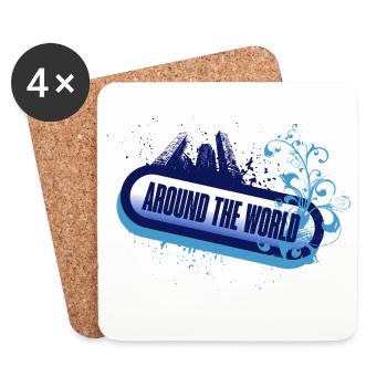 Autour du Monde – écume bleue florale - Dessous de verre (lot de 4) - blanc - Devant