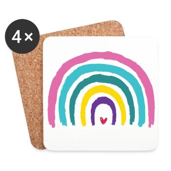 Rainbow with heart colors of the 90s - Coasters (set of 4) - white - Front