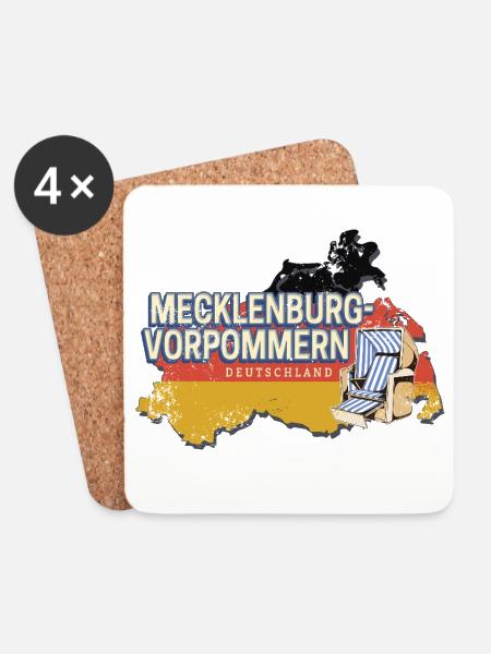 Mecklenburg-Vorpommern Deutschland Bundesland - Untersetzer (4er-Set) - Weiß