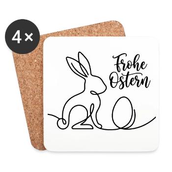 Frohe Ostern, Süßes Häschen Shirt, Hoodie, Schürze - Untersetzer (4er-Set) - Weiß - Vorne