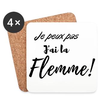 Je peux pas j'ai l'a flemme - Dessous de verre (lot de 4) - blanc - Devant