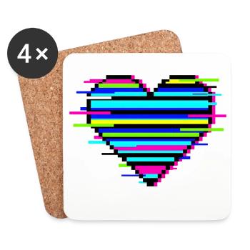 Glitch Herz Geschenk für Gamer & Nerds Retro Love - Untersetzer (4er-Set) - Weiß - Vorne