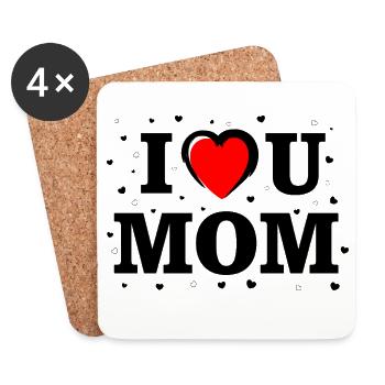 Ich liebe dich Mama-Shirt – Herzgeschenk - Untersetzer (4er-Set) - Weiß - Vorne