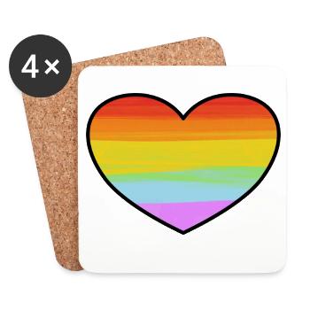 Rainbow Pride Heart - Coasters (set of 4) - white - Front