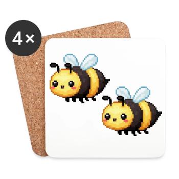 Pixel Bees Duo - Dessous de verre (lot de 4) - blanc - Devant