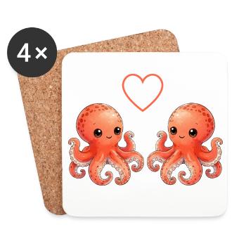 Octopus Love - Dessous de verre (lot de 4) - blanc - Devant