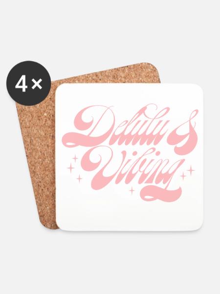 Delulu & Vibing - Coasters (set of 4) - white
