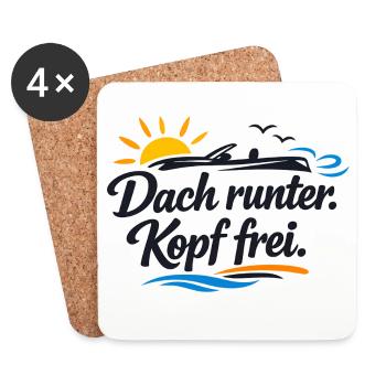 Dach runter Kopf frei Cabrio Spruch lustig  - Untersetzer (4er-Set) - Weiß - Vorne