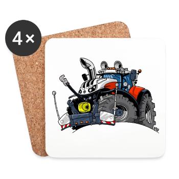 1475_RED-WEISS-TRAKTOR-ÖSTERREICH - Untersetzer (4er-Set) - Weiß - Vorne