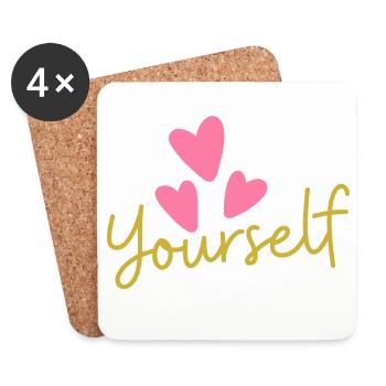 T-shirt Love Yourself | T-shirt Amour de Soi - Dessous de verre (lot de 4) - blanc - Devant