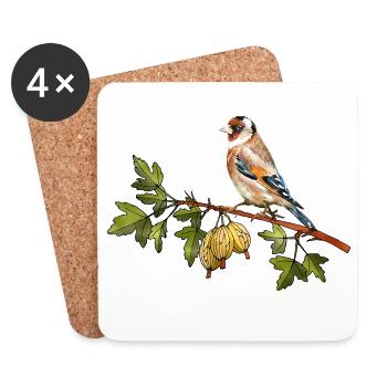 Bunter Vogel - Untersetzer (4er-Set) - Weiß - Vorne