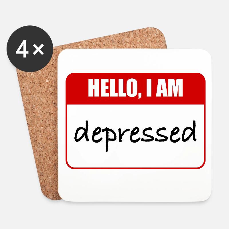 Hallo, ich bin depressiv - Untersetzer (4er-Set) - Weiß