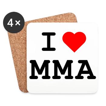 I love MMA  - Ich liebe MMA - Untersetzer (4er-Set) - Weiß - Vorne