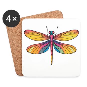 Rainbow Dragonfly Wings - Coasters (set of 4) - white - Front