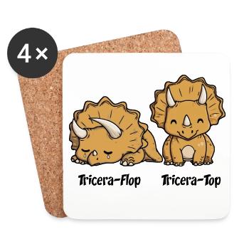 TRICERATOP TRICERAFLOP! - Lustiges Dinosaurierkind - Untersetzer (4er-Set) - Weiß - Vorne