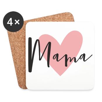 Mom with Heart – Loving Text Design - Coasters (set of 4) - white - Front