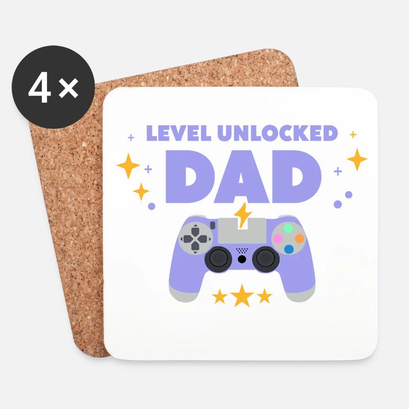 Level unlocked: Dad - Coasters (set of 4) - white
