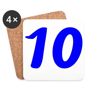 10. 10 ANS. 10e ANNIVERSAIRE. ANNIVERSAIRE 10 ANS. - Dessous de verre (lot de 4) - blanc - Devant