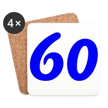 60. 60 YEARS. 60th ANNIVERSARY. 60TH BIRTHDAY. - Coasters (set of 4) - white - Front